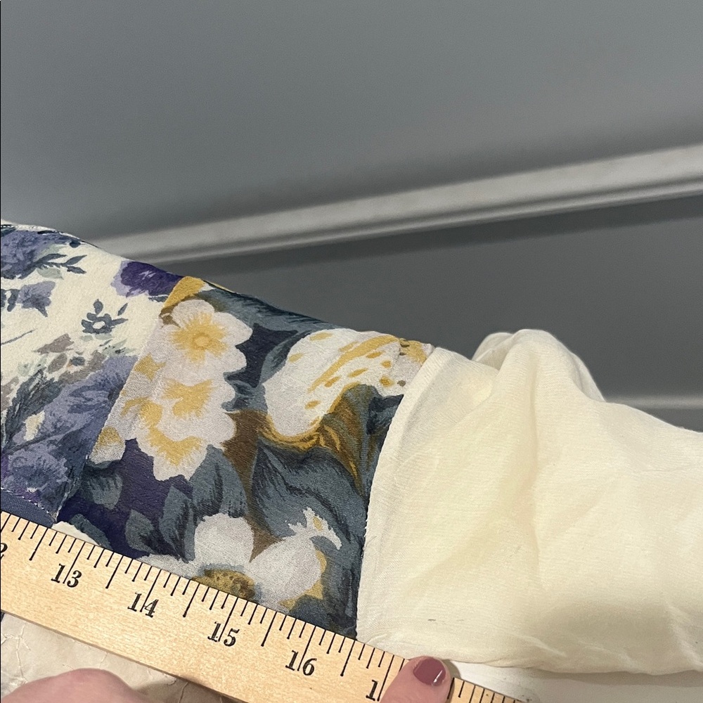 Vintage 90s Tribes Patchwork Floral Cream Peasant Boho Eclectic Festival Medium - Picture 15 of 17